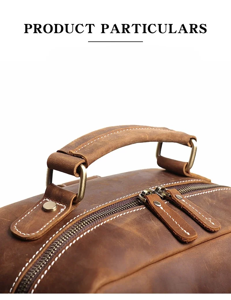 Sac à dos en cuir avec fermeture éclair robuste pour voyage et affaires