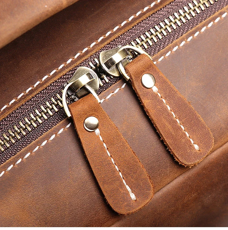 zoom sur Sac à dos en cuir avec fermeture éclair robuste pour voyage et affaires