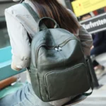 Sac à dos femme haute capacité en cuir_vert bouteil