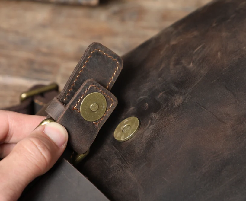 Sac à Dos Rétro en Cuir Véritable - Modèle Simple et Élégant en Cuir de Première Couche 7