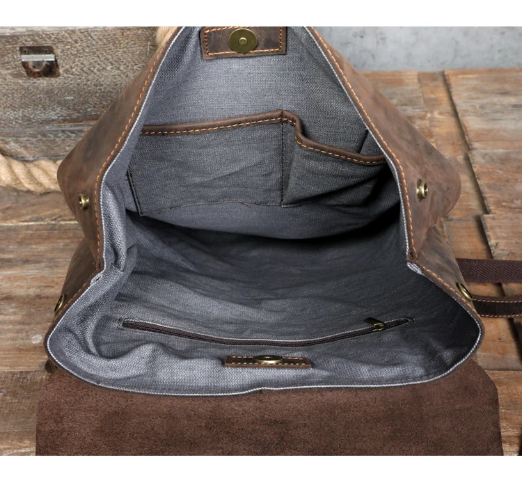 Sac à Dos Rétro en Cuir Véritable - Modèle Simple et Élégant en Cuir de Première Couche 6