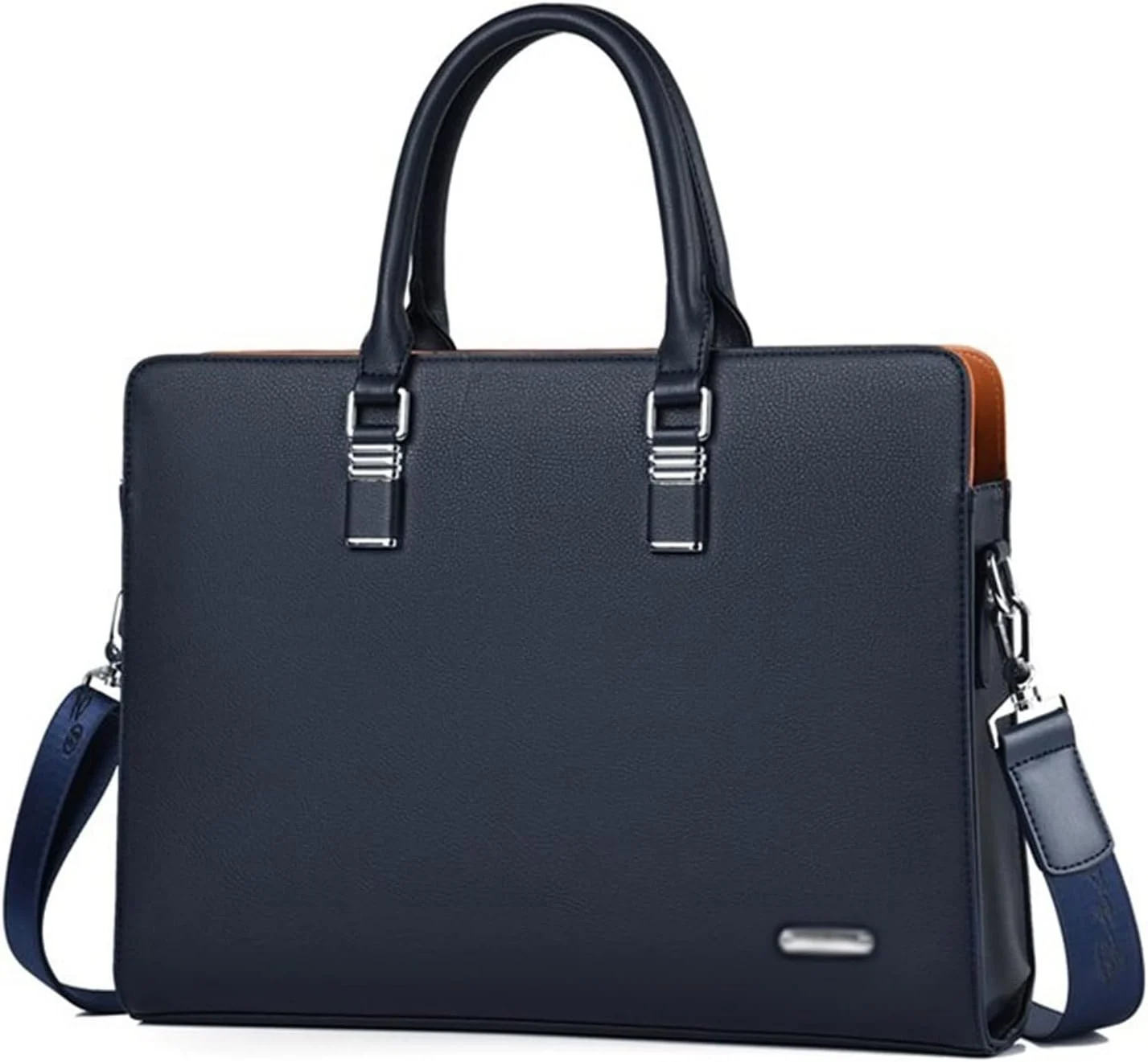 Sacoche Business Premium en Cuir Pleine Fleur 1 Vue de face de la sacoche business premium en cuir pleine fleur noire