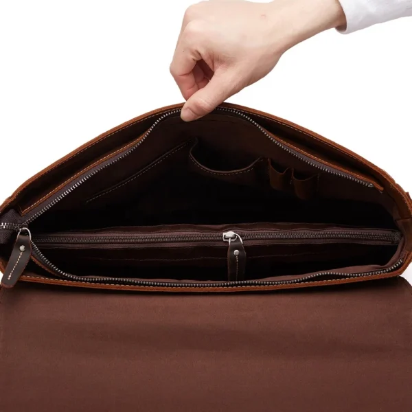 Serviette Business Homme en Cuir Première Couche_interieur vide
