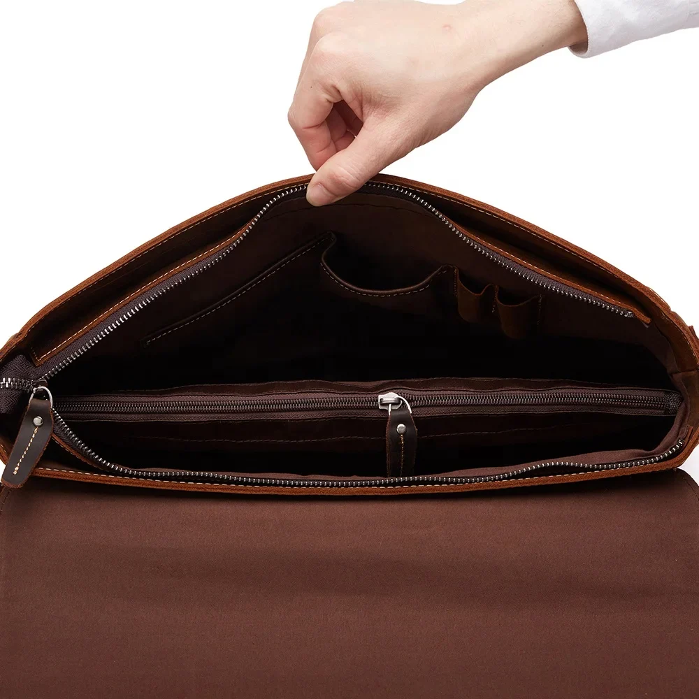 Serviette Business Homme en Cuir Première Couche_interieur vide