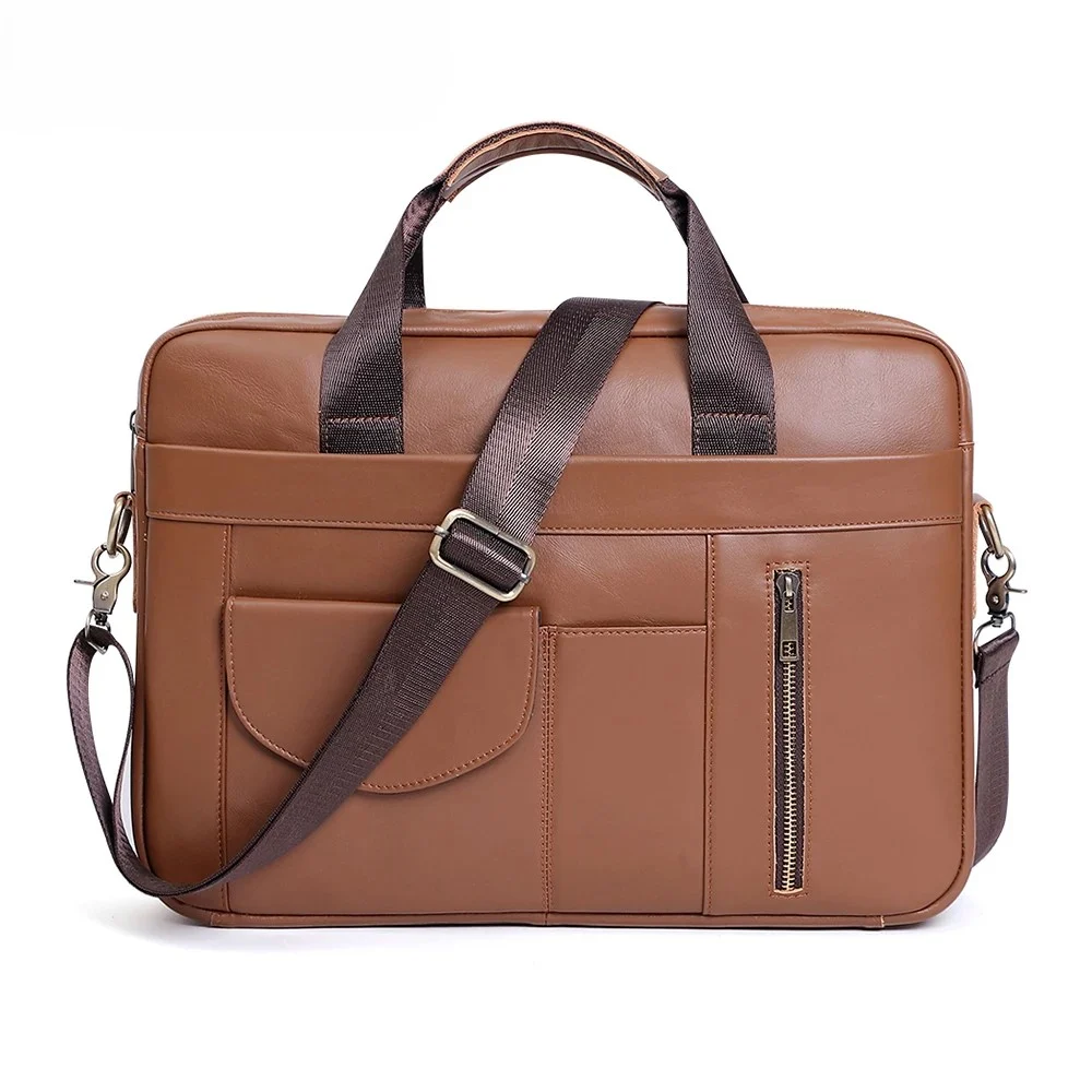 Mallette en Cuir Véritable pour Homme - Modèle Business et Casual 7 Sac business marron2 foncé en cuir véritable avec poches multiples