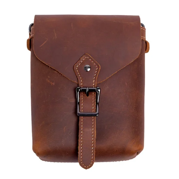 Sac bandoulière noir en cuir véritable avec bandoulière ajustable