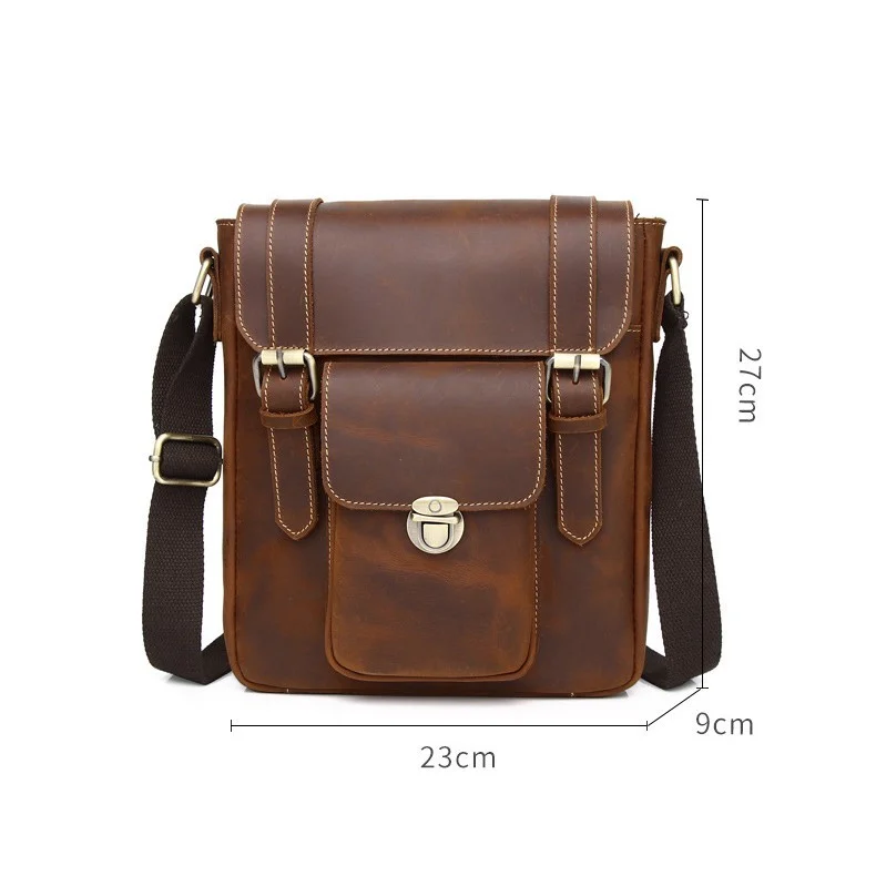 Sac Bandoulière en Cuir Crazy Horse pour Homme - Mode Décontractée 6