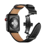 Bracelet Apple Watch en Cuir Véritable avec Boucle Papillon