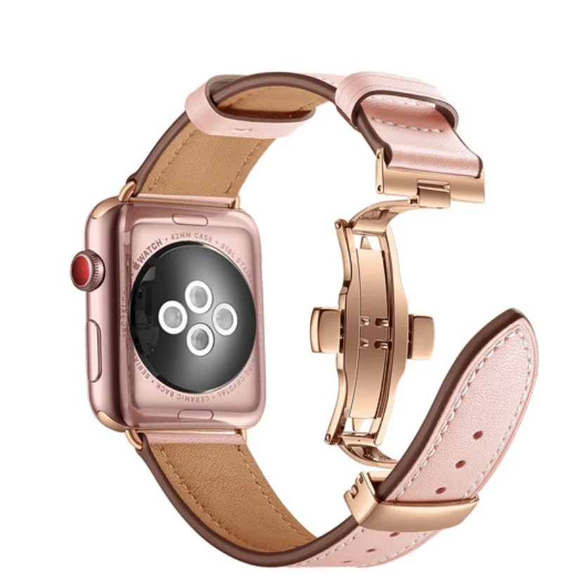 Bracelet Apple Watch en Cuir Véritable avec Boucle Papillon | Luxe et Style 7