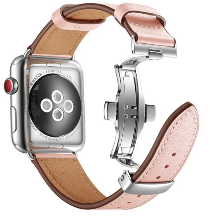 Bracelet Apple Watch en Cuir Véritable avec Boucle Papillon | Luxe et Style 5