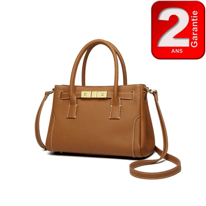 Sac à Main Femme Grande Capacité en Cuir Souple – Élégance et Simplicité Urbaine_marron