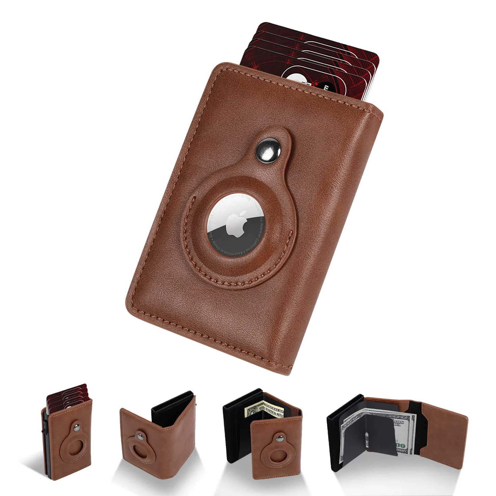 Portefeuille AirTag Anti-Vol Multifonctionnel RFID Slim pour Homme