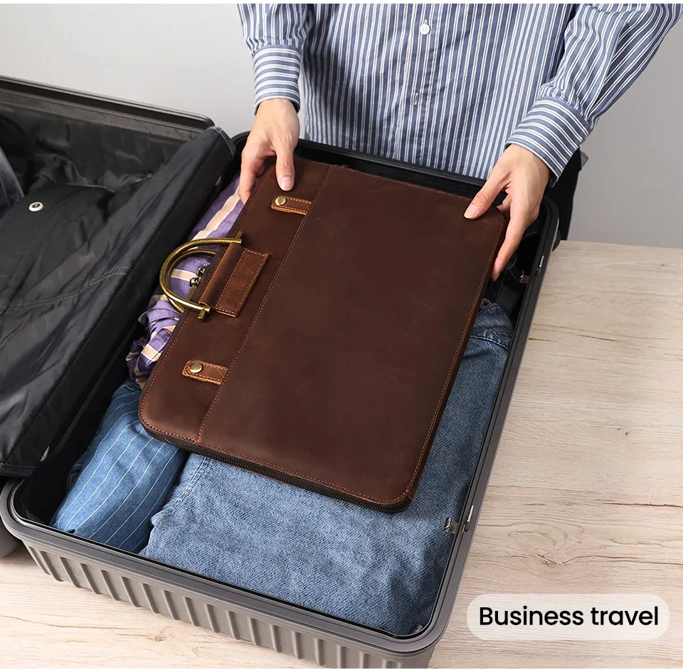 Sac Business en Cuir Crazy Horse – Élégance Vintage et Fonctionnalité Professionnelle 3 Sac Business en Cuir Crazy Horse – Élégance Vintage et Fonctionnalité Professionnelle