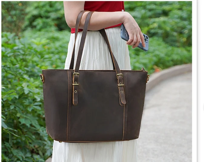 Sac à Main Vintage pour Femmes en Cuir Véritable de Vache – Style Crazy Horse