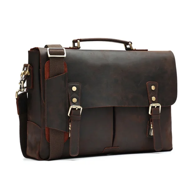 Sac Messenger en Cuir Crazy Horse – Élégance Rétro et Fonctionnalité Moderne